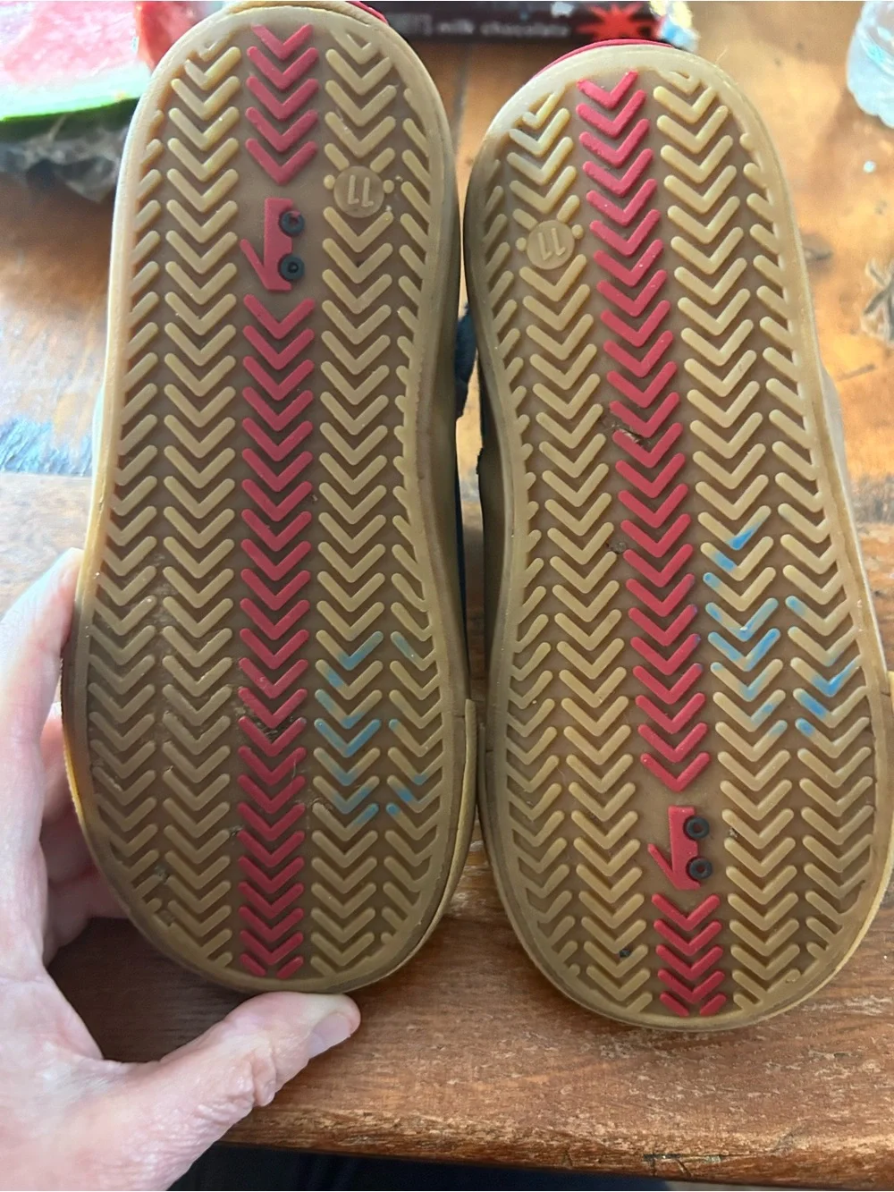 See Kai Run Navy Ankle Boots with Red Trim and Gum Soles